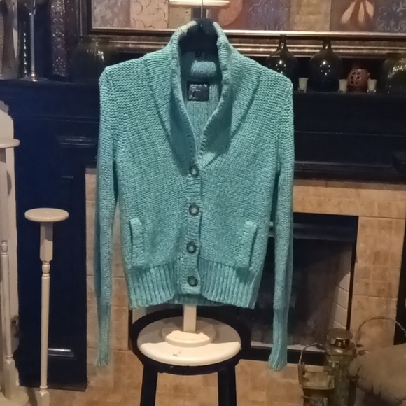 FINAL PRICE American Eagle Outfitters purple/green sweater w brown buttons - Picture 5 of 13